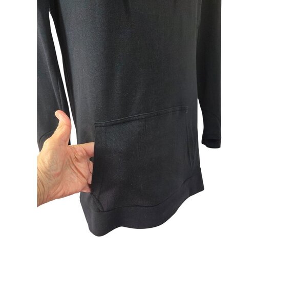 Lily Lottie Long Black Drawstring High Neck Sweatshirt Sz S Kangaroo Pocket NEW - Picture 5 of 10
